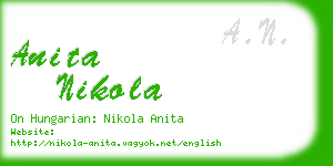 anita nikola business card